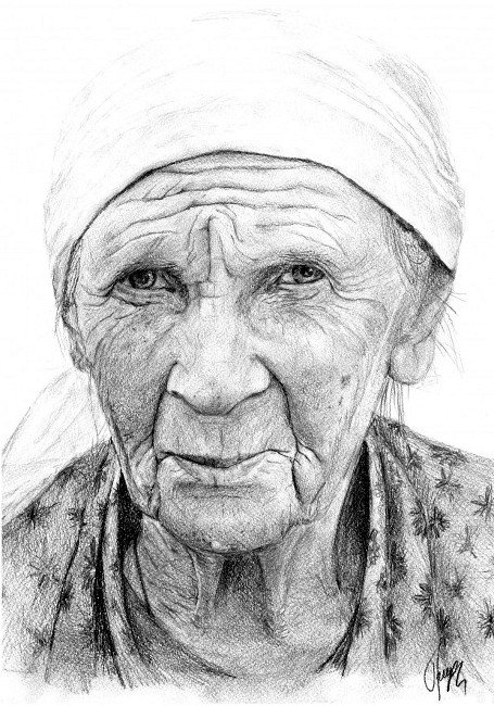 Бабушка рисунок карандашом