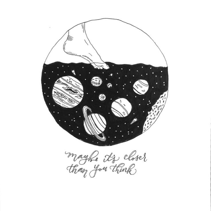 Космос рисунок чёрно белый