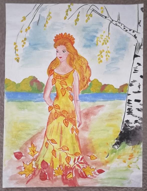 Рисование красавица осень