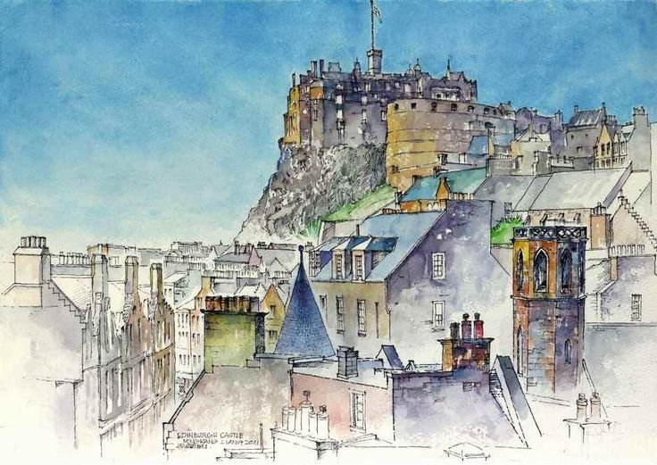 Эдинбургский замок Шотландия рисунок