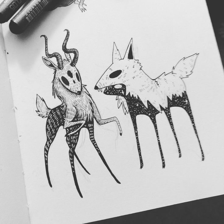 Рисунки чёрной гелевой ручкой