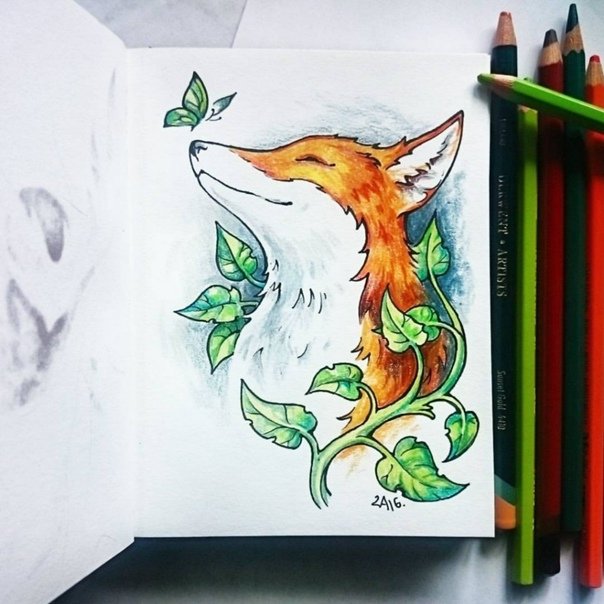 Рисунки животных в скетчбуке