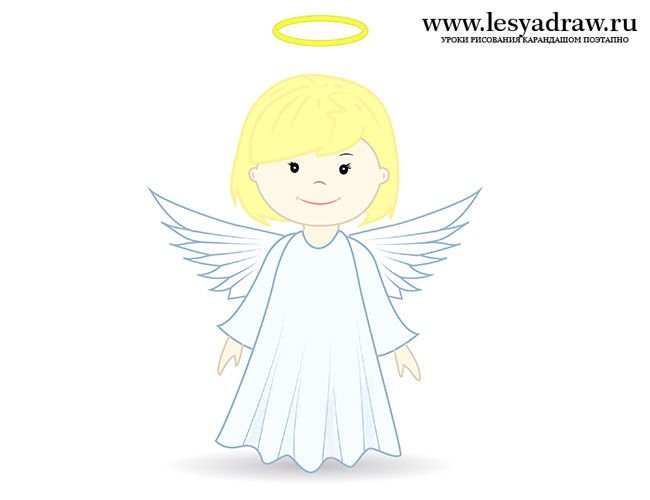 Рисунок ангела с крыльями для детей
