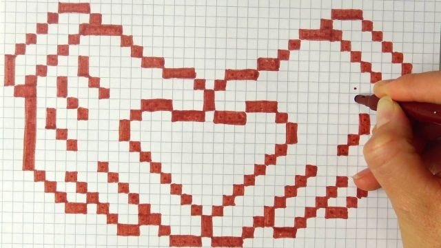 Сердечки по клеточкам красивые