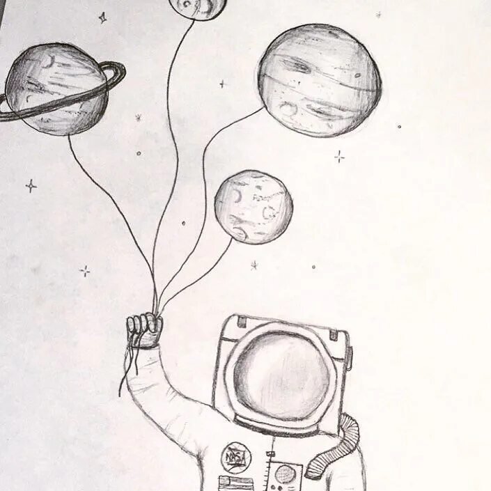 Космос рисунок карандашом