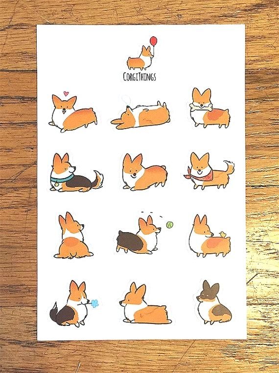 Корги маленькие наклейки