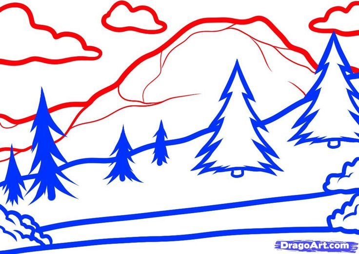 Рисунок леса для срисовки