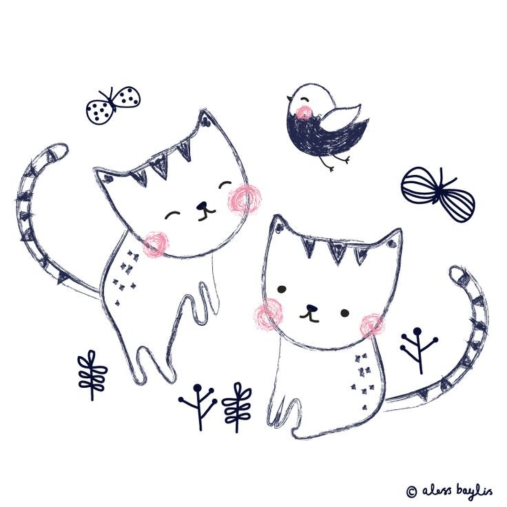 Рисунки для срисовки котики