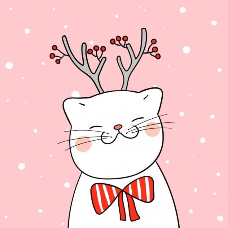 Новогодний котик рисунок