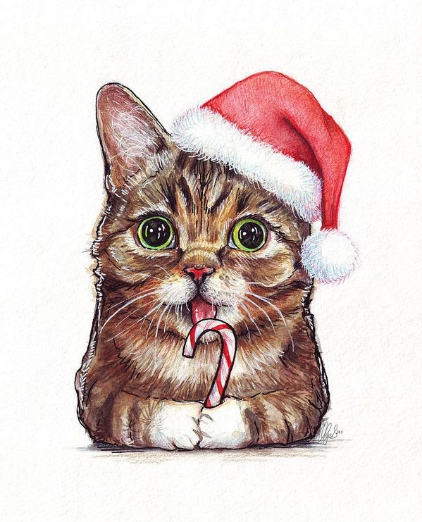Новогодний кот мультяшный