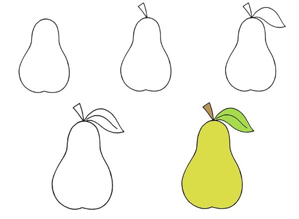 Пошаговое рисование груши
