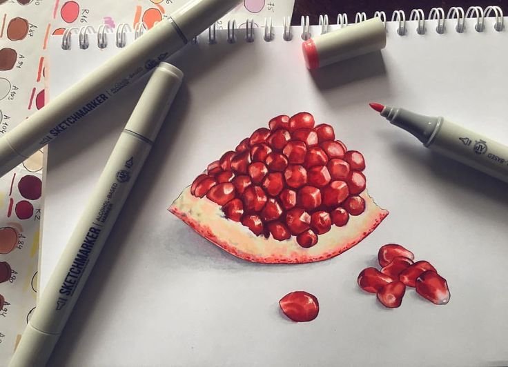Фрукты скетч маркерами
