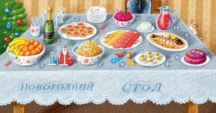 Новогодний стол для детей рисование