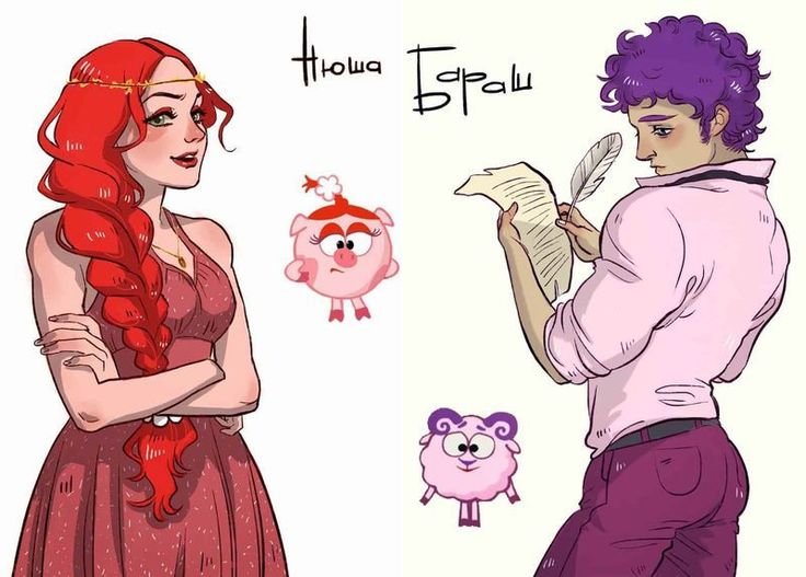 Смешарики Нюша и Бараш