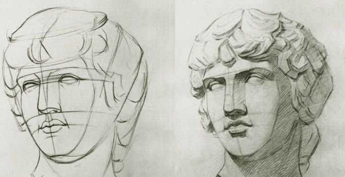 Антиной гипсовая голова Академический рисунок