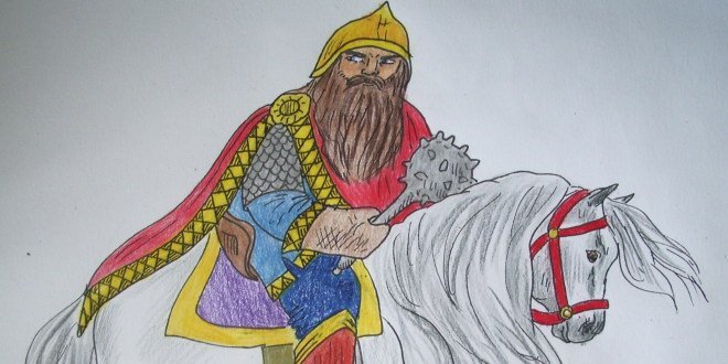 Богатырь детский рисунок