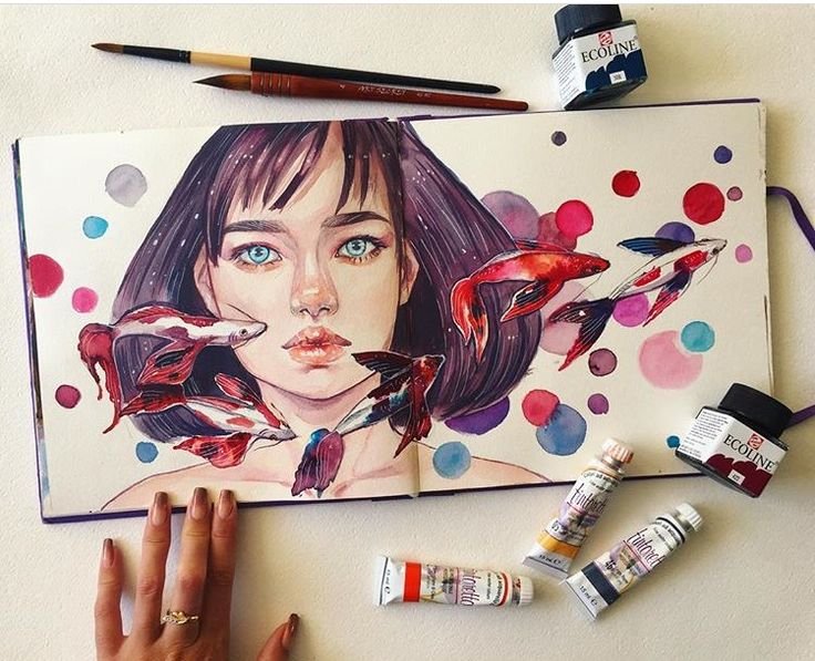 Рисунки для скетчбука красками