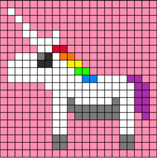 Рисование по клеточкам Единорог