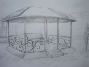 Беседка карандашом