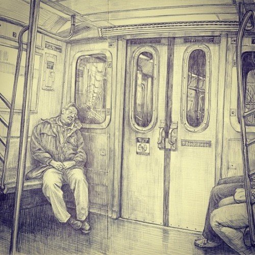 Зарисовки людей в метро