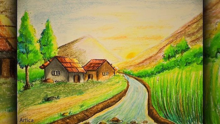 Красивые пейзажи цветными карандашами