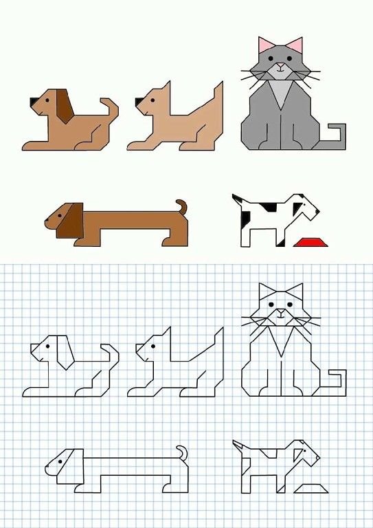 Рисунки по клеточкам животных