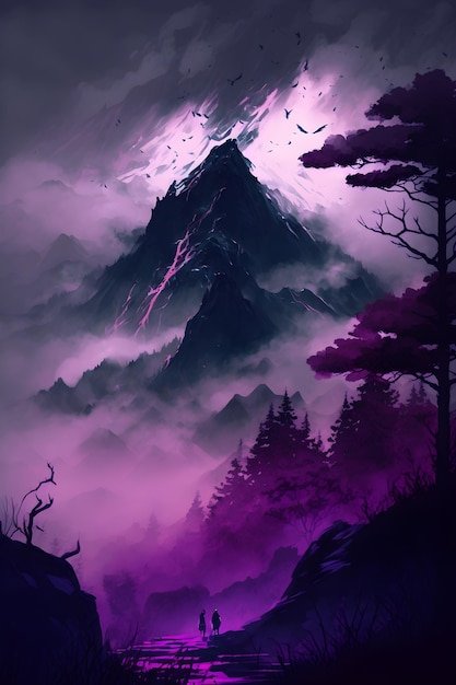 Фиолетовые горы арт