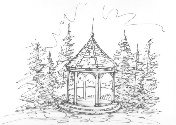 Беседка рисунок карандашом