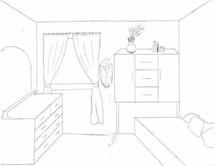 Рисование интерьера комнаты