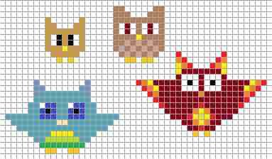 Рисунки по клеточкам маленькие животные