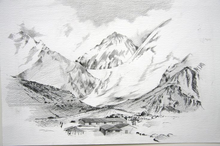Рисунок горы Гималаи карандашом
