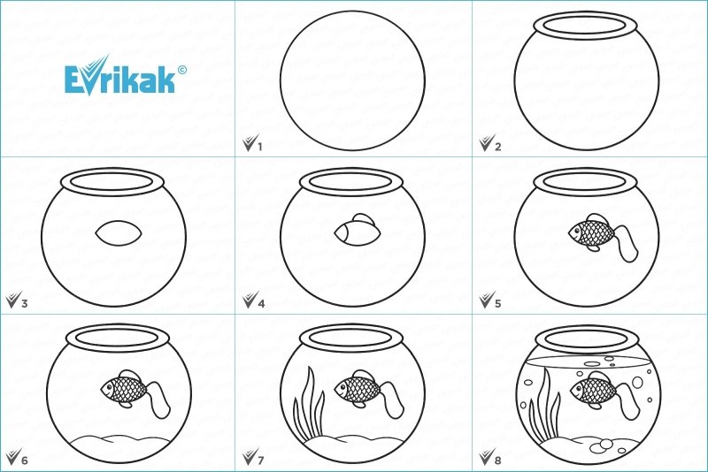 Аквариум с рыбками рисунок