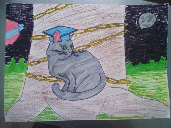 Срисовка кота учёного легко