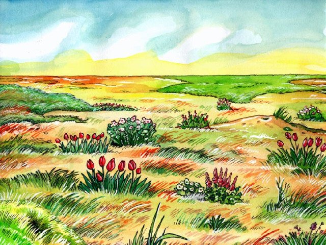 Весна в степи рисунок
