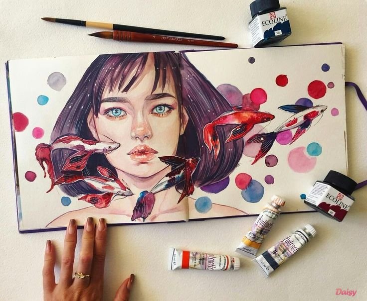 Рисунки для скетчбука красками