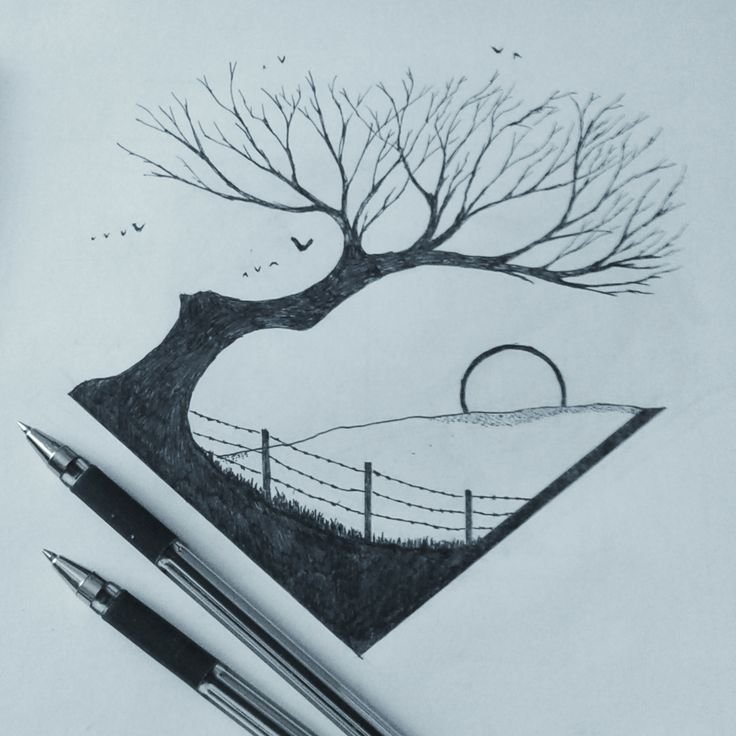 Рисунки карандашом природа