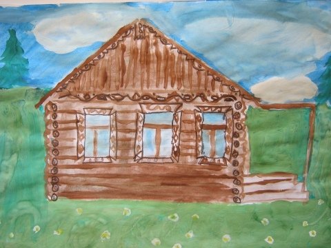 Русская изба рисунок