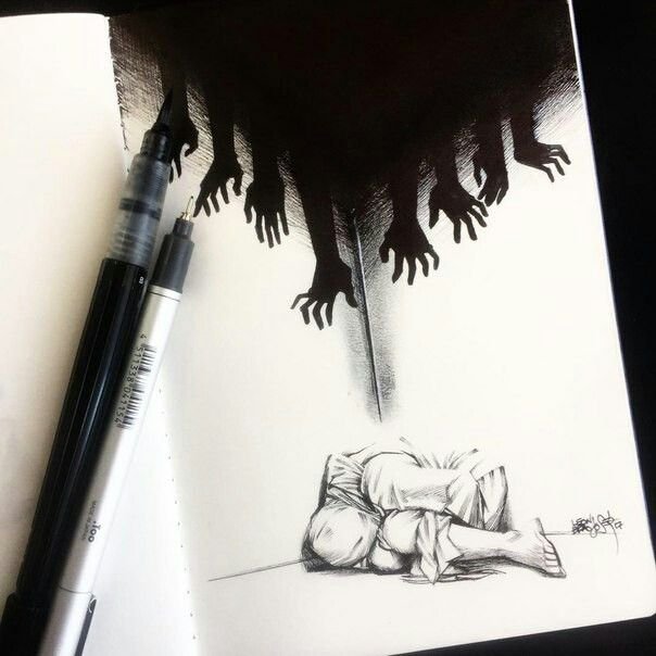 Страшные рисунки фломастерами
