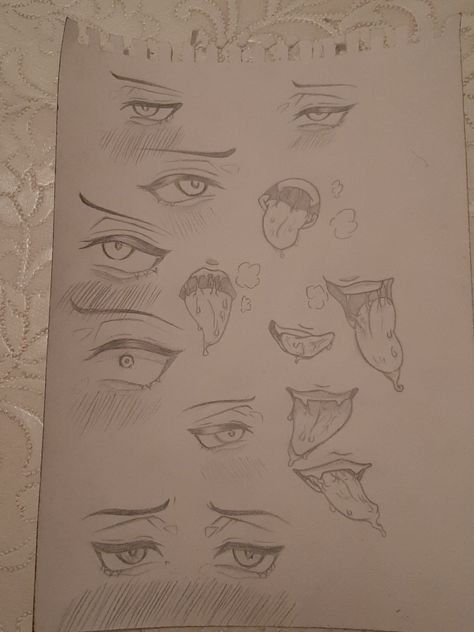Ахегао рисунок карандашом