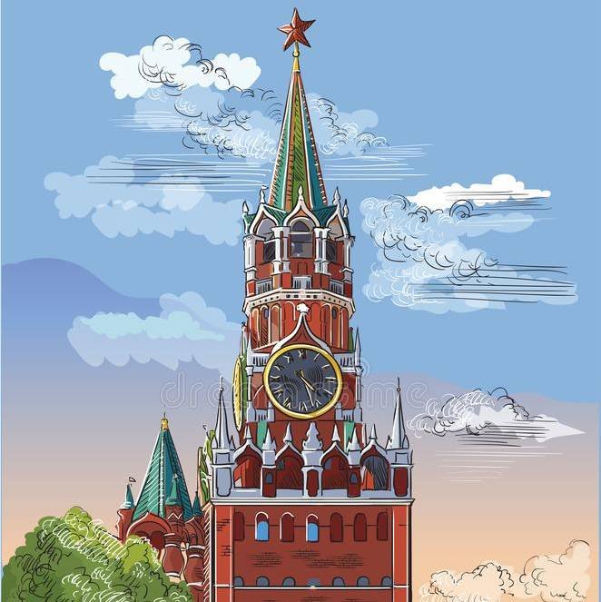 Спасская башня Кремля рисование