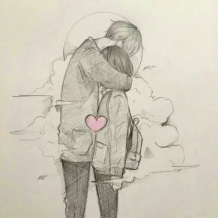 Рисунок влюбленных карандашом