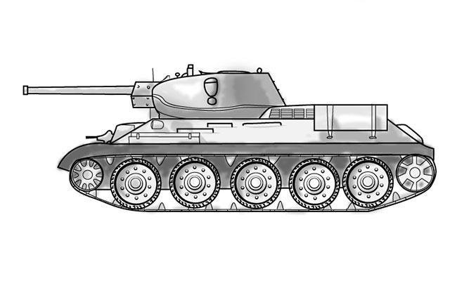 Танк т34 рисунок сбоку