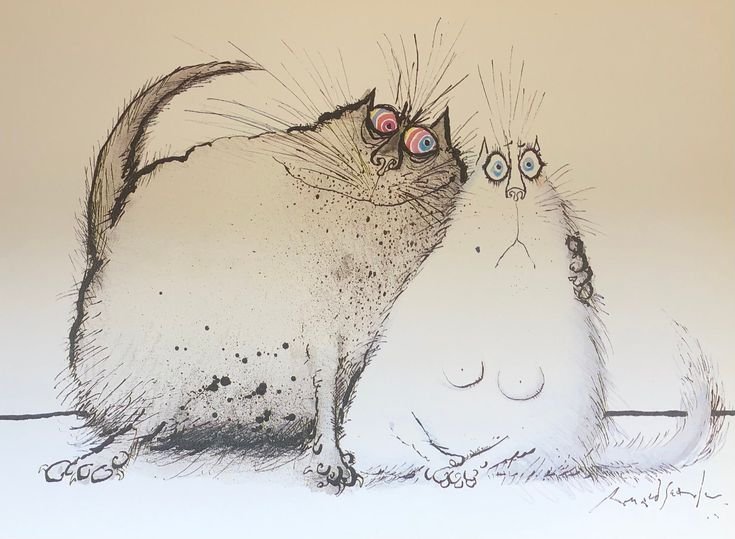 Рисунки кошек прикольные