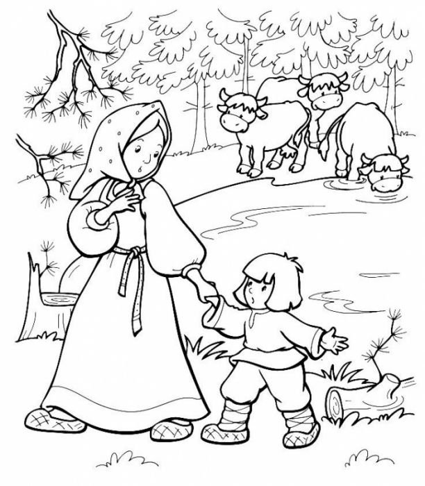 Сестрица Аленушка и братец Иванушка раскраска