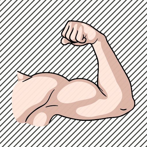 Накаченная рука на белом фоне