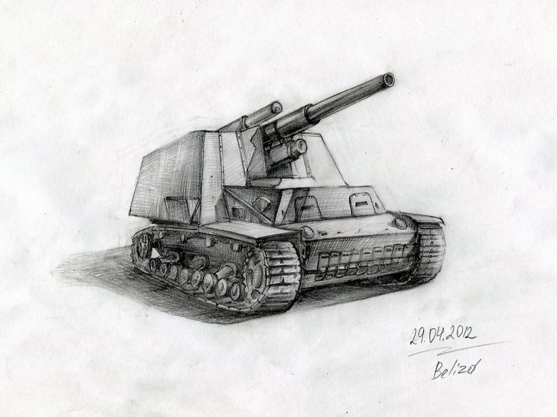Рисунок танка карандашом