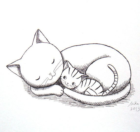 Рисунки котиков для срисовки