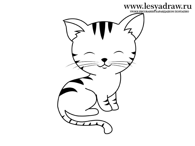 Котик для срисовки для детей