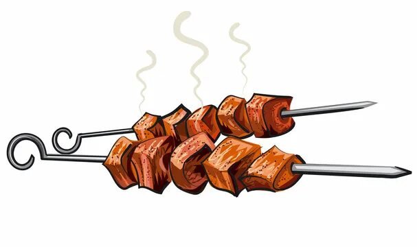 Шампур с мясом вектор
