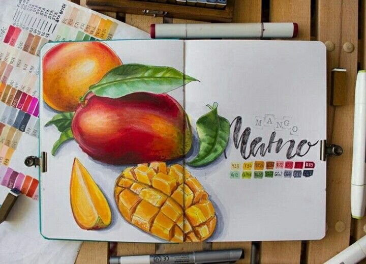 Фрукты маркерами